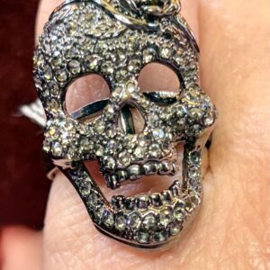 Black Skull and Rose Ring