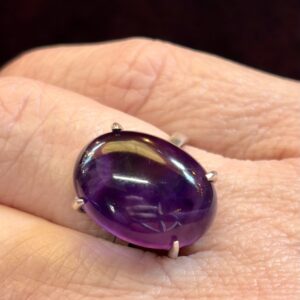 Oval Amethyst and Silver Ring